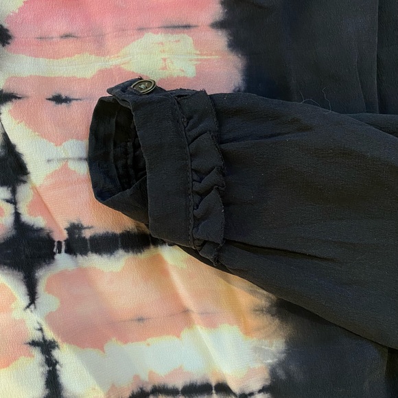 Gypsy 05 silk tie dye long sleeve top. Size L - Picture 4 of 10